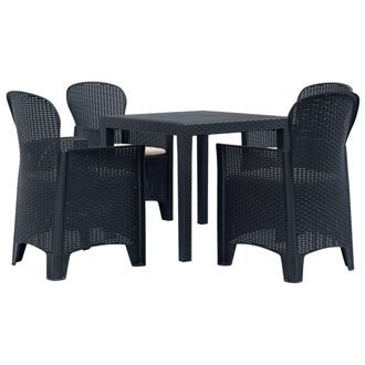 vidaXL Vidaxl - Comedor De Jard&iacute;n 5 Pzas Pl&aacute;stico Gris Antracita Aspecto Rat&aacute;n
