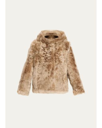 Yves Salomon Lamb Shearling Hooded Jacket