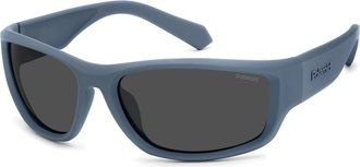 Polaroid Matte Blue/ Grey Polarized Zonnebril - Heren - Zonnebrillen - Blauw - 62 MM - Accessoires