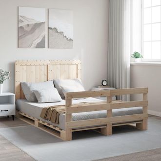 Berkfield Home Bed Frame without Mattress with Headboard 140x200 cm Solid Wood in Brown