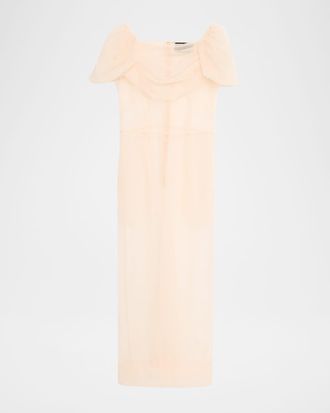 Simone Rocha Sheer Sculpted Gathered Bust Dress