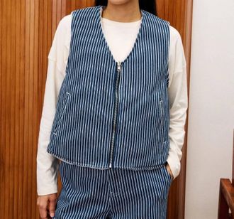 FRNCH Cymric Stripe Vest In Blue And White