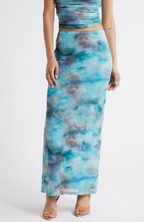 Open Edit Mesh Maxi Skirt in Blue Mineral at Nordstrom Rack, Size Xx-Small