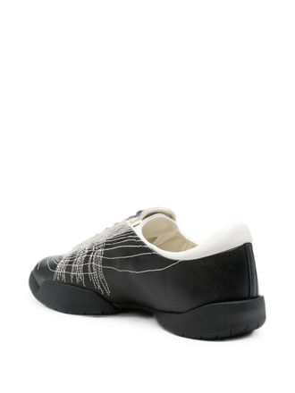 Yohji Yamamoto Embroidered Lace-Up Sneakers - Black
