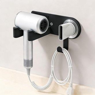 OEM Soporte Magn&eacute;tico Para Secador De Pelo - Organizador De Pared - Almacenamiento Para Ba&ntilde;o - Funcionalidad 3 En 1 - 24 X 10 X 4,5 Cm - Negro