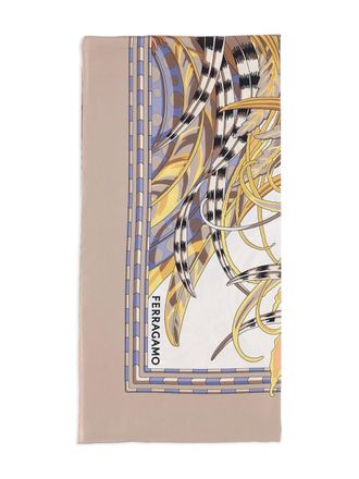 Ferragamo rooster-printed square scarf - Neutrals