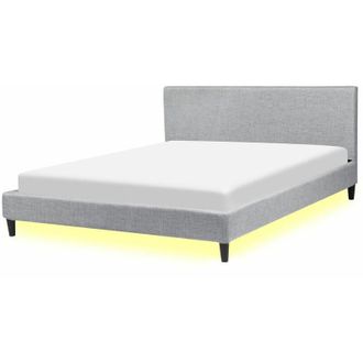 Beliani Beliani - Letto sfoderabile grigio chiaro con illuminazione led bianca 160 x 200 cm Fitou