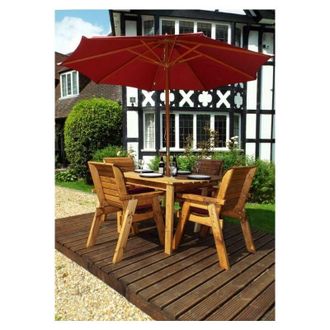 Charles Taylor Trading 4 Seater Wooden Rectangular Dining Table & Chairs Set Red Cushion - Charles Taylor