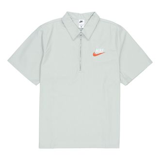 Nike Mens Nike Half Zipper Solid Color Short Sleeve Aqua Blue Polo Shirt DM5284-017