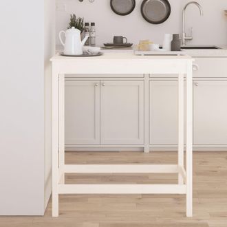 Berkfield Home Bar Table White 100x50x110 cm Solid Wood Pine | Size: 100 x 50 x 110 cm