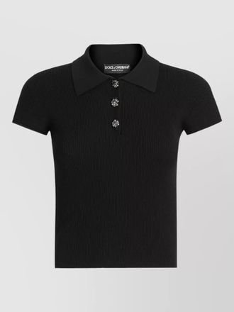 Dolce & Gabbana ribbed sleeveless cropped polo top