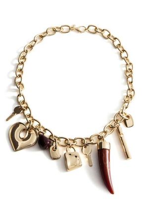 Mango Charm Chain Necklace in Gold at Nordstrom
