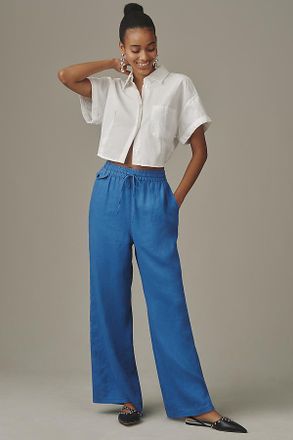 Maeve The Brooklin Linen Tie-Front Pull-On Pants by Maeve
