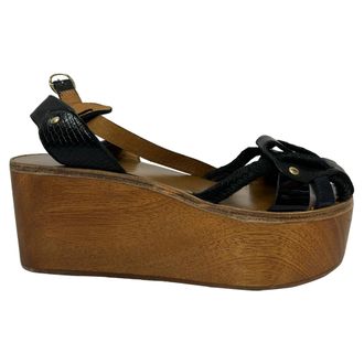 Isabel Marant Isabel Marant Pre-owned Womens &Eacute;toile Zia Wedge Sandals in Black Leather - Size EU 39