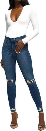 Good American Good Legs Chewed Hem Jean In Blue