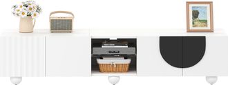 STILVORA Mueble Tv Con 2 Puertas Y Hueco Abierto, Apertura Push-to-open, Estilo Moderno, 180&times;40&times;41,5 Cm, En Mdf, Blanco