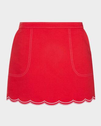 Ramy Brook Cheryl Scallop-Hem Mini Skirt