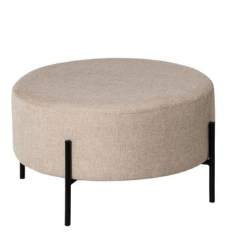 Koketto Home Gran puff redondo beige con patas de metal negro