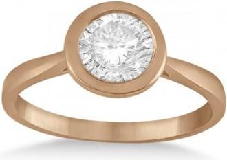 Allurez Floating Bezel Set Solitaire Diamond Engagement Ring Setting 14K Rose Gold