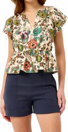 Marie Oliver Kinsley Flutter-Sleeve Top In Botanique