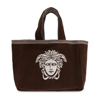 Versace Tote Bags, unisex, Brown, Size: ONE SIZE Shopper Beach Bag