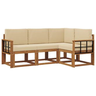 vidaXL Conjunto De Sof&aacute;s De Exterior Con Coj&iacute;n 4 Pcs Natural Y Beige Vidaxl