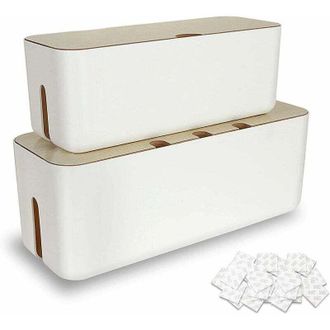 OEM Lote De 2 Cajas Para Ocultar Cables, Caja Grande De Pl&aacute;stico Abs Para Almacenar Cables Con Tapa De Madera, Caja Para Ocultar Regletas De Enchufes Gran