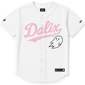 Dalix Heartly Ghost Baseball Jersey Varsity Shirt in White at Nordstrom, Size Xx-Large