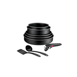 T-fal Cazuela - Tefal - Ingenio Generous Cook L3129802 - Lote De 8 Piezas - Negro - Antiadherente - Todos Los Fuegos