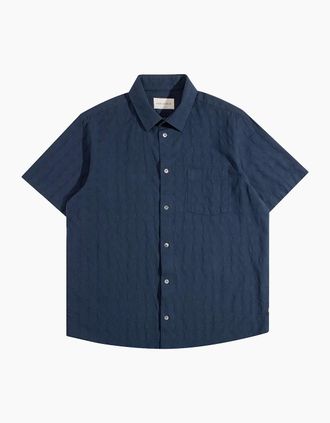 Far Afield Mens Far Afield Tonal Dobby Classic Shirt - Blue - Size: 38/Regular
