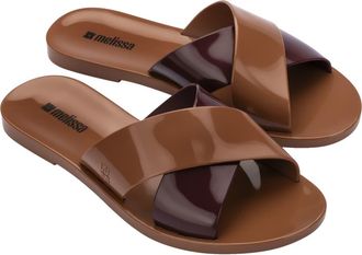 Melissa Essential Cross Slide Sandal in Brown/burgundy at Nordstrom, Size 10