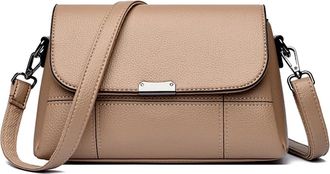Generic Pu Leather Casual Crossbody Shoulder Bags, Compatible For Women Purses And Handbags Female(Khaki)