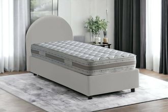 Talamo Italia Cama Individual Giorgia, Cama Contenedor Con Tapizado En Ecopiel, 100% Made In Italy, Apertura Lateral, Adecuado Para Colch&oacute;n 80x190 Cm, Blanco, Con E
