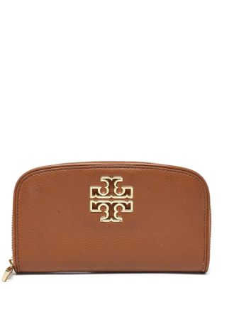 Tory Burch pre-owned Britten logo-embellished wallet - women - Leather/Fabric - One Size - Brown