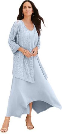 Roaman's Lace Jacket Dress Set in Pearl Grey at Nordstrom, Size 44