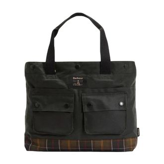 Barbour Field Waxed Tote Bag - unisex - Tassen - Groen - Maat: ONE Size Katoen