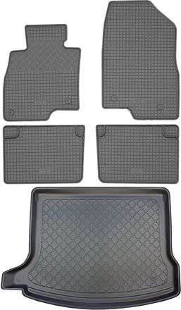 OEM Mazda 3 Iii Bm Hatchback (5 Puertas) De 09.2013 A 02.2019 Set - Alfombrillas De Goma Para Coche + Alfombrilla Para Maletero