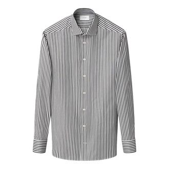 Eton Gestreept Signature Twill Overhemd Eigentijdse Pasvorm - Heren - Casual Overhemden - Zwart - M - Katoen - Overhemden