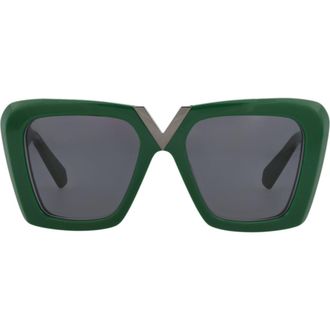 Valentino 53mm Novelty Sqaure Sunglasses in Green Green Grey at Nordstrom Rack