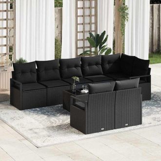 vidaXL Conjunto De Sof&aacute; De Jard&iacute;n 9 Pcs Negro Polirat&aacute;n Vidaxl