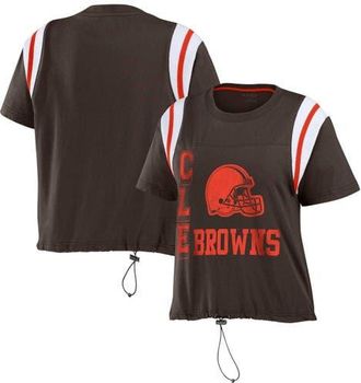 WEAR by Erin Andrews Womens WEAR by Erin Andrews Brown Cleveland Browns Cinched Colorblock T-Shirt at Nordstrom, Size X-Small