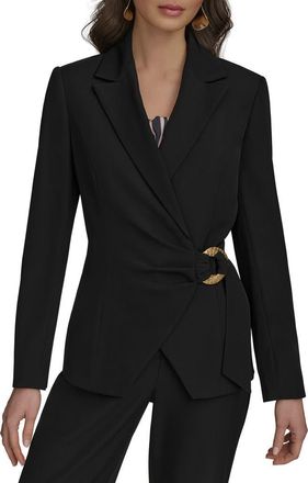 DKNY Hardware Side Tie Blazer in Black at Nordstrom, Size 16