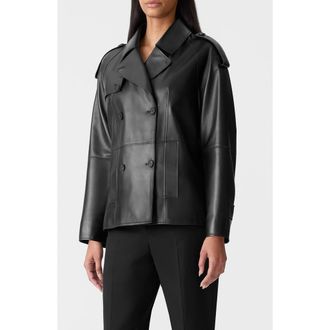 Mackage Dolores Double Breasted Leather Jacket in Black at Nordstrom, Size X-Small