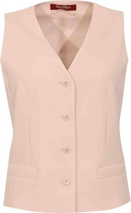 Max Mara Mstmadia Waistcoat In Pink Wool Crepe