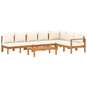 vidaXL Set De Sof&aacute;s De Jard&iacute;n Con Cojines 5 Pzas Madera Maciza Acacia