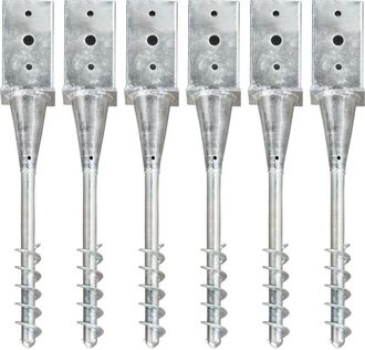 vidaXL Picas De Tierra 6 Uds Acero Galvanizado Plateado 8x8x57 Cm Vidaxl