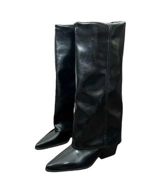 Generic Women Gladiator Long Boots Pointed Toe Mid Heels Elegant Knee High Boots