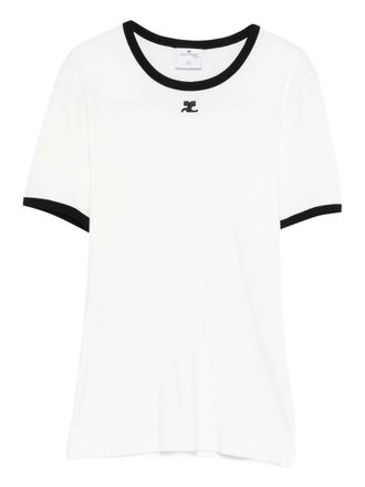 Courr&egrave;ges Signature contrast T-shirt - men - Cotton - L - White