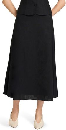 Wayf Blair Linen Blend Midi Skirt in Black at Nordstrom, Size X-Small
