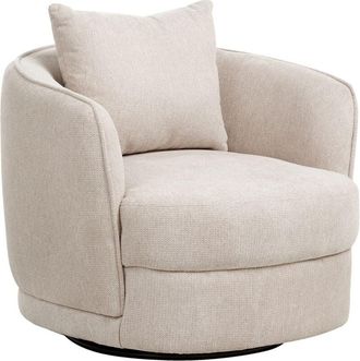 Beliani Swivel Armchair ANDALEN Fabric Light Beige